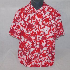 EH Canada Red White Maple Leaf Mens XL Short sleeve Button Front Shirt Canadian